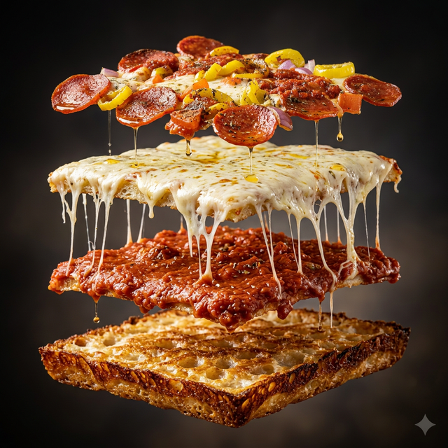 Exploded view of Santa Maria Lodge pizza