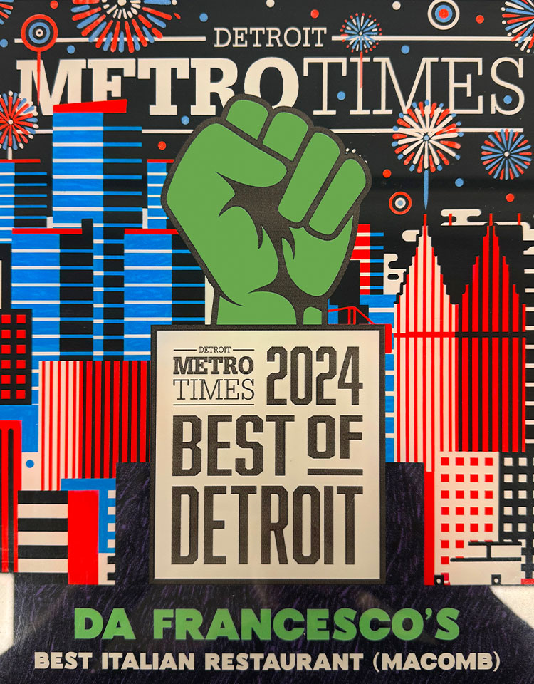 Da Francesco's 2025 Best of Detroit award image from the official site